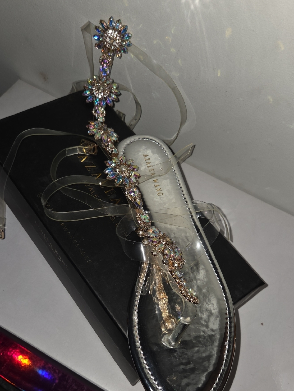 Alaïa Wang Crystal-Embellished Clear Strap Sandals - Iridescent